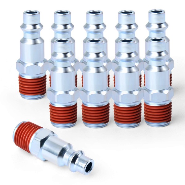 GASHER 1/4-Inch NPT Male Industrial Air Plug, Pneumatic Plugs 300PSI (10-Pack)