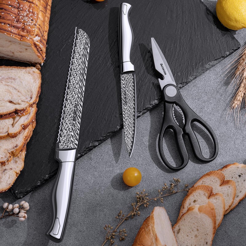 Knife Set, Astercook 21 Pieces Kitchen Knife Set with Built-in