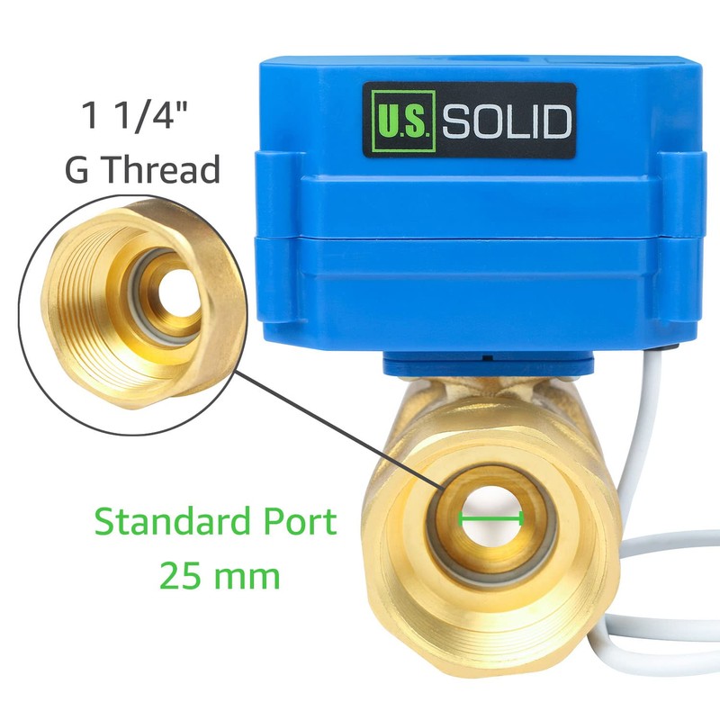 U.S. Solid 1 1/4" Motor Ball Valve Brass 2 Way