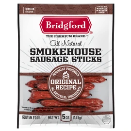 Bridgford Smokehouse Sausage Sticks Original 5 oz Pack of 3 - Made with Beef and Pork - Gluten Free High Protein Summer Sausage Beef Snack - Smoked, Savory, and Ready-to-Eat for Any Adventure