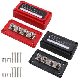 T Tocas 300A Bus Bar Heavy Duty Module Design Power Distribution Block 12V Waterproof Bus bar Box with 4X 3/8" (M10) Terminal Studs for Battery Marine Automotive RV Car Truck (Black & Red)