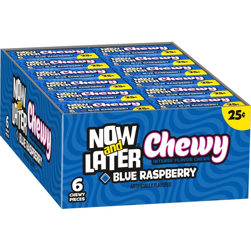 Now & Later Soft Taffy Chews Candy, Blue Raspberry, 0.93