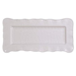 Certified International Perlette Cream Rectangular Platter 19" x 9" Servware, Accessories,Hostess Serving