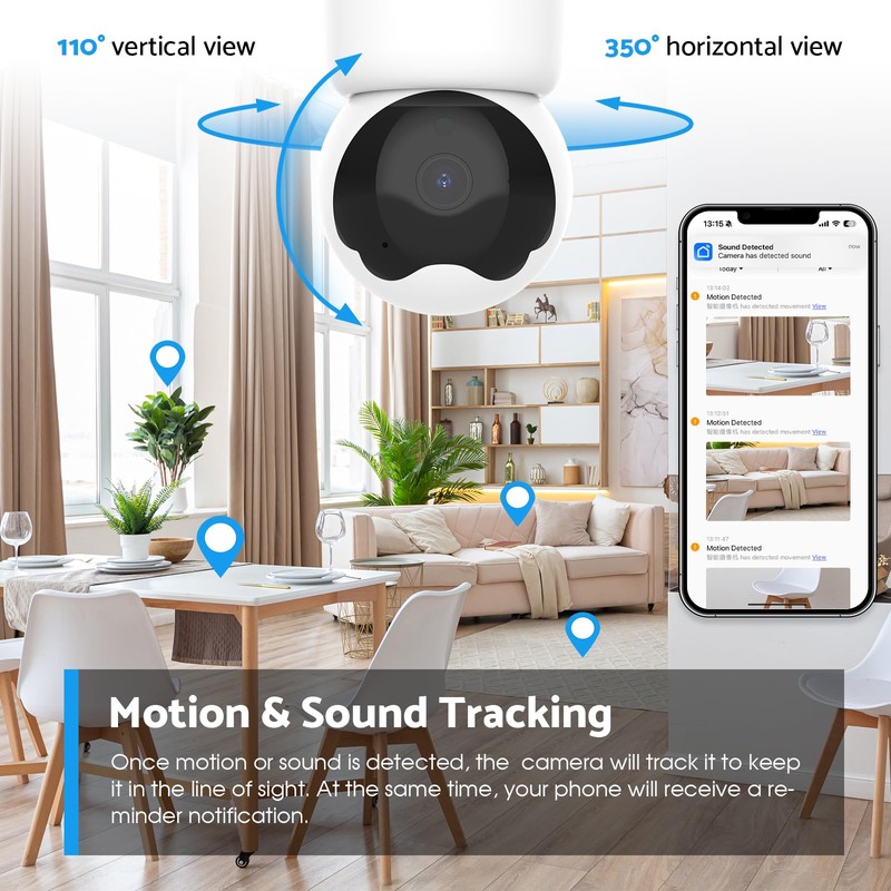 ADVWIN WiFi Security Smart Camera Indoor Pet Dog Camera, Home