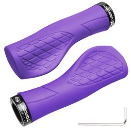 TOPCABIN Bicycles Handlebar Grips, Aluminum Lock-on Ergonomic Bike Grips, Cushion Vibrations Comfort Bike Handlebar Grips, Mountain MTB BMX Bicycles Grips for Scooter (Ergonomic Rubber(Purple))
