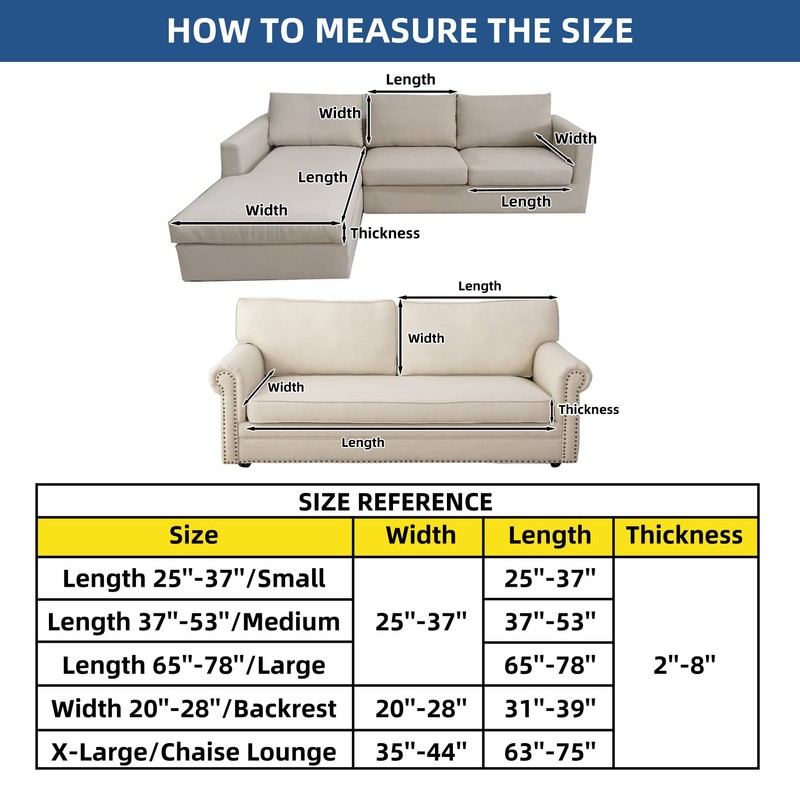 Eismodra Sectional Couch Covers Chaise Cushion Cover for Sofa L
