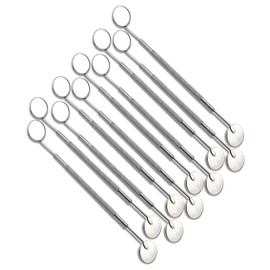 Stainless Steel Dental Mirror #5 with Handle 6.5", Dentist Tool for Teeth Cleaning Inspection - Double Sided with Removable Mirrors (10, Double-Sided)