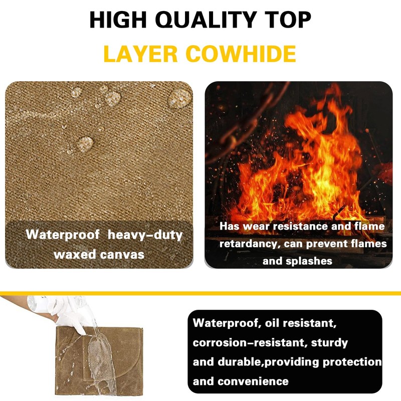 AACGIN Leather Welding WorkShop Apron with 5 Pockets HeatFlame Resistant