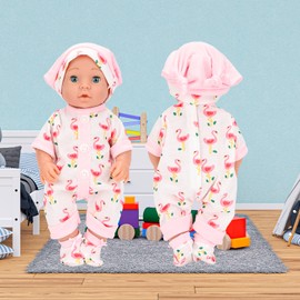 Miunana Doll Clothes Clothing Outfits for Baby Dolls 35-43 cm Jumpsuit Hat Sock for 14-16 Inch Dolls