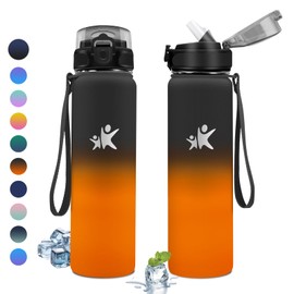 KollyKolla Thermos Flask, 1 Litre, BPA-Free, Insulated Bottle with Straw, One-Hand Opening, Leak-Proof Double-Walled Thermos Flask, Water Bottle for Fitness, Running, Office, Children, Sports