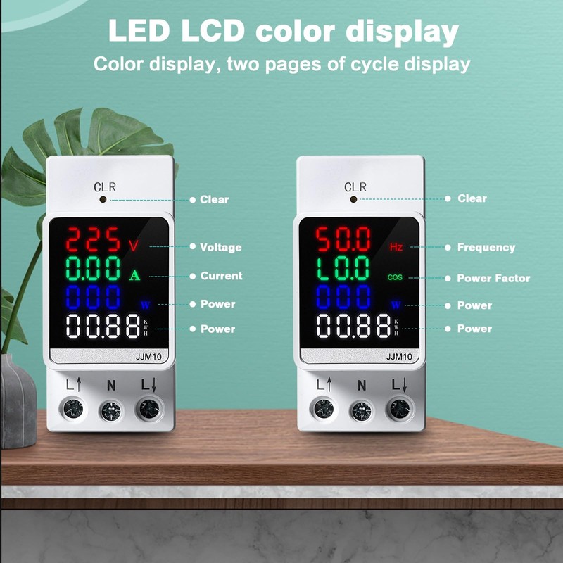DEWIN Digital Electricity Meter, Electricity Meter, DIN Rail, Digital Display,