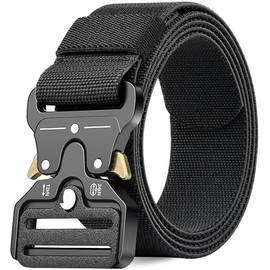 Tactical Belt, 3.8 cm Military Nylon Web Belt, Quick Release Metal Buckle, Heavy Duty, Black