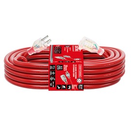 CRAFTSMAN 75 ft. Heavy-Duty Industrial Indoor/Outdoor Extension Cord Waterproof, 12/3 SJTW – Light Up 3 Prong Extension Cord, 15A/1875W/125V, ETL Certified