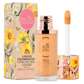 Rachel Couture Lightweight Liquid Foundation with Buildable Coverage & Matte Finish | Vegan & Cruelty-Free | Skin-Nourishing Arnica Extract Infusion - 1.18 Fl Oz - Dune