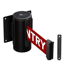 Crowd Control Warehouse - CCW Series WMB-125 Fixed Wall Mount Retractable Belt Barrier 11 Foot, Red"NO Entry" Belt with Black Steel Case