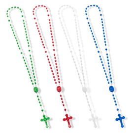 ZYFLSQ Bulk Plastic Rosary Beads Catholic 12 Pack, 17 Inch Assorted Rosary 4 Colors