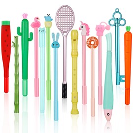 Chuangdi 15 Pcs Cartoon Cute Pens for Girls Fun Cool Bulk Funny Unicorn Cactus Kawaii Novelty Animal Fancy Cute Gel Ink Pens Funny Gift for Students Teens Classroom Reward