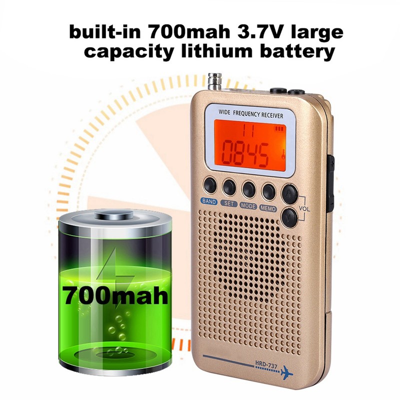 Aircraft Band Radio Receiver VHF Portable Full Band Radio Recorder