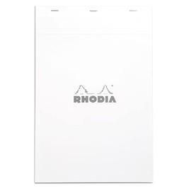 Rhodia 19601C Stapled notepad (checkered with border, 80 g, A4, 210 x 318 mm, 80 sheets, microperforated) 1 piece white / silver
