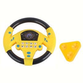 VGEBY Kids Steering Wheel, High Imitation Baby Steering Wheel Toy, Educational Copilot Steering Wheel with Music, Early Learning, Educational Toy (Yellow)