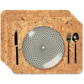 Tuuters Cork Place Mats Set of 4 Natural (40 x 30 cm) Washable Decorative Place Mats