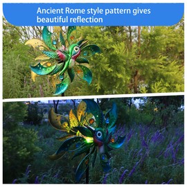 Roaming Light Hummingbird Solar Wind Spinner with Color Changing LED Light, Wind Sculptures & Spinners Outdoor Metal Stake Yard Spinners, Garden Wind Catcher Wind Mills, Lawn&Garden