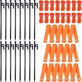 Suzile 48 Pcs Tree Stake Kit, Heavy Duty Tree Staking and Supports for Leaning Trees Include 11. 8'' Steel Stakes 15. 8'' Support Straps 13. 12 ft Rope for Anchoring Hurricane Protection (Orange)