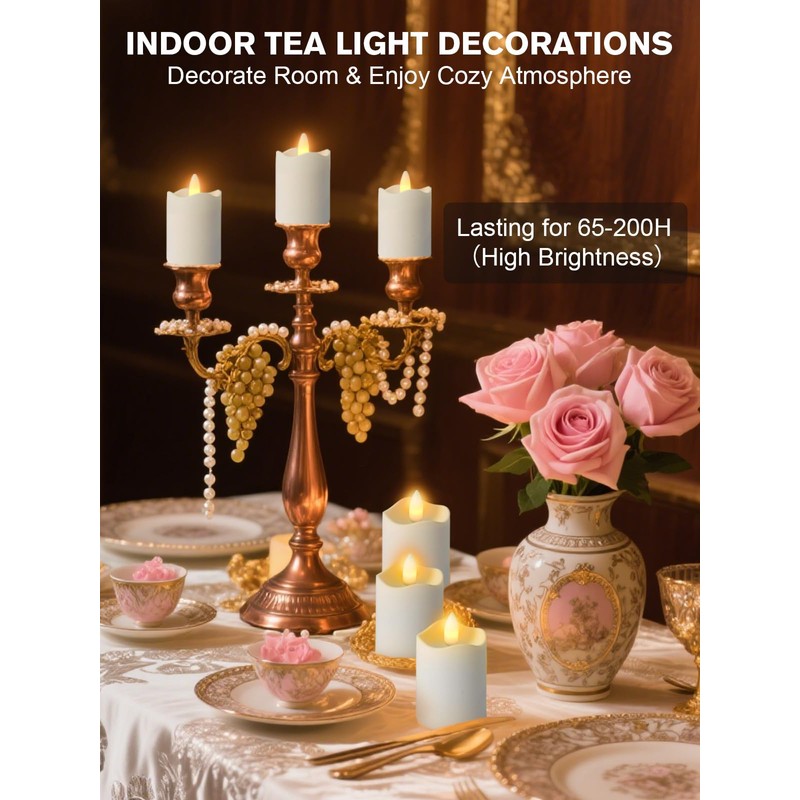 PIDZPOW Rechargeable Tea Lights Candles with Remote Timer, 2" x