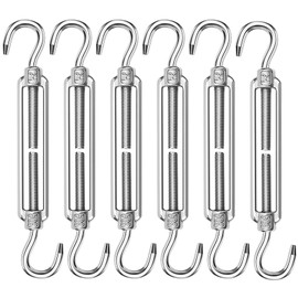 ANOMM 6PCS M5 Turnbuckle Wire Tensioner, 304 Stainless Steel Adjustable Turnbuckle Hook, Eye Rope Cable Tension, Heavy Duty Sun Shade Sail Fixing for Rope Tightener, Garden Wire, ClotheslineTensioner