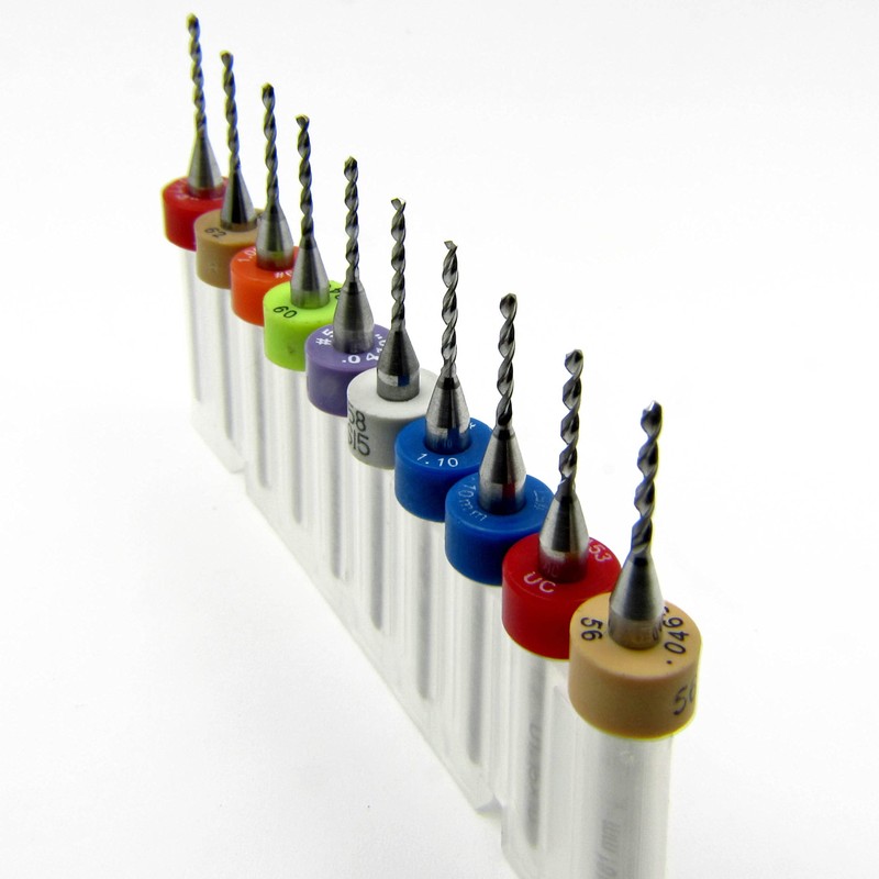 Ten Size Carbide Drill Bit Set .037" - .0465" #63#62#61#60#59#58#57