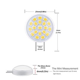G MGY OLED G8 LED Bulb 3.5 Watt Mini Thin Puck Light Bulb Equivalent to 35W T4 G8 Bi-Pin Base Halogen Bulb White 6000K G8 Bulb for Under Counter Kitchen Lighting, Under Cabinet Light (Pack of 5)