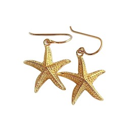 Gold Starfish Earrings for Women Girls on 14K GF Wires Handmade in USA