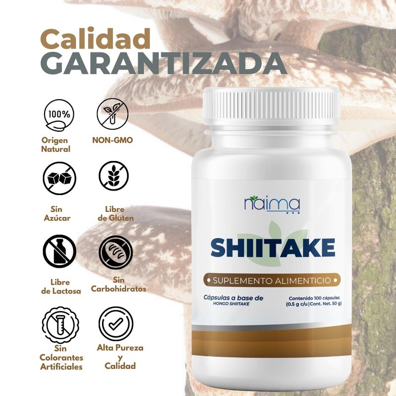 Shiitake 100 Cápsulas 500 mg - Exctracto Natural