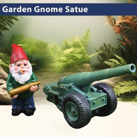 Garden Gnomes Military Gnome Statue with Cannon, Army Gnomes Statue Garden Decorations for Indoor Outdoor, Patio, Yard, Lawn Ornaments, Home Decor