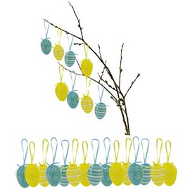 Easter eggs made of plastic for hanging, assorted colours, 6 cm