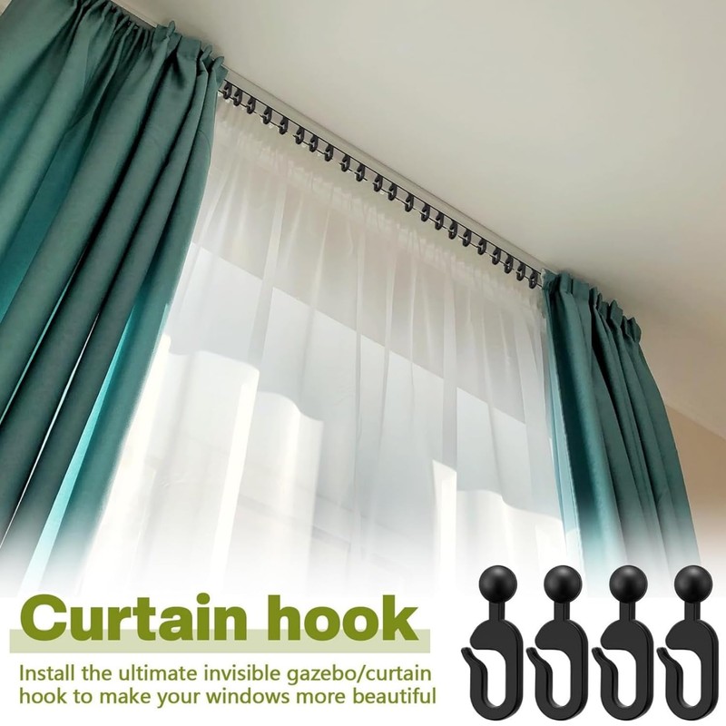 50-Pack Plastic Gazebo Curtain Hooks - Invisible Track Clips for