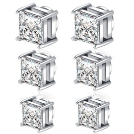 Besyvvin Magnetic Stud Earrings Fake Earrings Magnetic Stud Earrings Silver Black for Men Women Surgical Steel, Stainless Steel