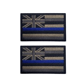 2Pcs Hawaii Blue Line State Flag Embroidery Hook-Loop Embroidered Patches
