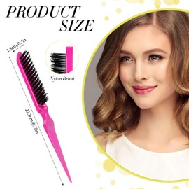 3 Pieces Hair Styling Comb Set, Includes Hair Brush Teasing Fluffy Hair Brush, Rat Tail Comb Teasing Comb and Triple Teasing Comb for Women Back Combing Hair (Pink and Black, Pink)