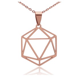 Clayton Jewelry Labs D20 Dice Silhouette Stainless Steel Necklace (Rose Gold Plated)