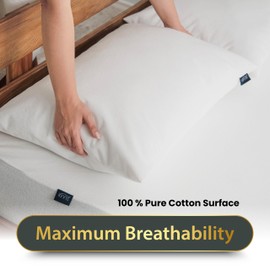 Set of 2 Waterproof Pillow Protector Case - Made with Pure Cotton, Super Breathable & Silent - Standard UK Size 50x75 cm - Zippered Closure - Waterproof Pillow Protector Hypoallergenic Terry Towelling