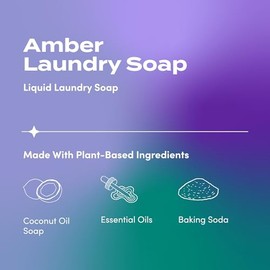 Indigo Wild Zum Clean Laundry Soap - Plant-Based Liquid Laundry Soap - Contains Baking Soda, Essential Oils & Saponified Coconut Oil - Amber - 64 fl oz