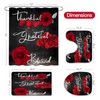 Litabel 4 Pcs Red Rose Shower Curtain Set with Non-Slip