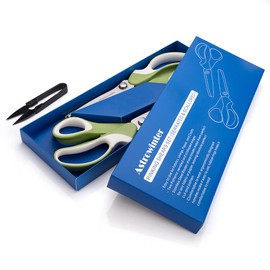 Pinking Shears Set (Pack of 2 PCS, Serrated & Scalloped Edges) by Astrowinter - Zig-zag Scissor for Fabric Leather & Paper - Pinking Dressmaking Sewing Scissors AW-002-A8