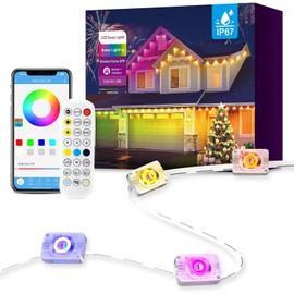 VSKIA Permanent Outdoor Lights for House,100ft 48 RGB+IC Smart Outdoor Decor, 50 Scene Modes, App/Remote Control, IP67 Waterproof, for Christmas, Holiday, Daily & Pool Party Decor