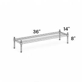 Mix.Home 14" x 36" x 8" Chrome Wire Dunnage Rack, Heavy-Duty Adjustable Storage Rack, Commercial-Grade Shelving Unit for Kitchen, Garage, or Warehouse, Wire Shelving Unit, 1 Tier Storage Shelf