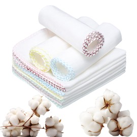 10 Pcs Muslin Face Cloths, 12 x 12 Inch Cotton Muslin Cloths Muslin Pack Facial Towels Reusable Cleansing Cloths Remover for Makeup Removal Facial Face Cleaning(Multicolor Edge)