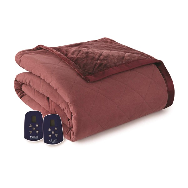 Thermee Micro Flannel Micro Flannel Electric Blanket, Full, Sangria