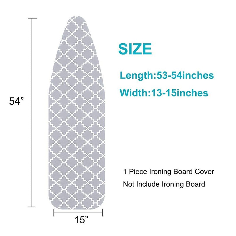 Neccom Ironing Board Cover and Pad Standard Size 15"x54", Resists