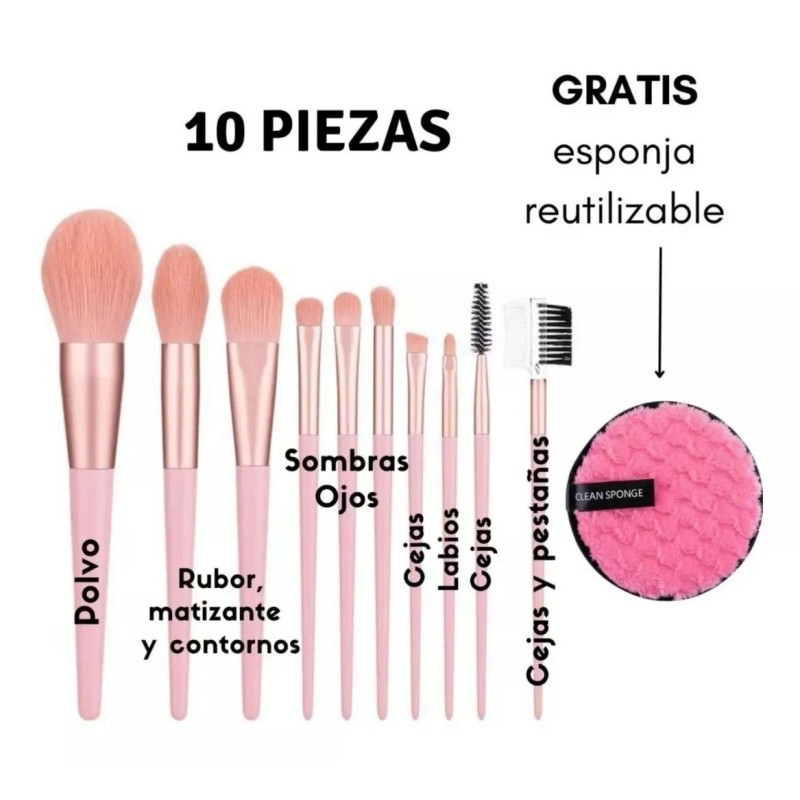 Divina Creacion Set De 10 Brochas Maquillaje Profesional Regalo Belleza